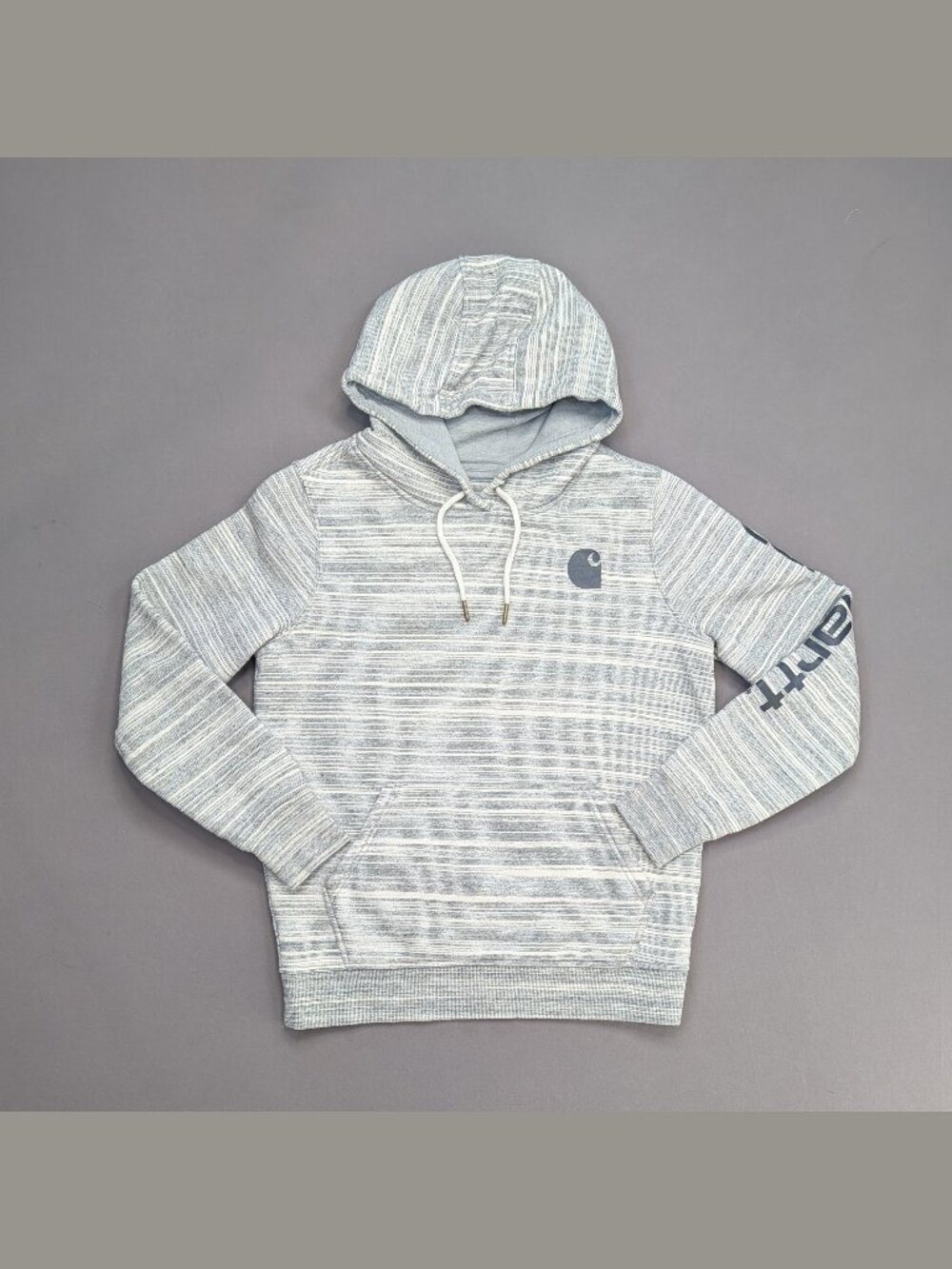 Carhartt Gray Striped Relaxed Fit Hoodie Small